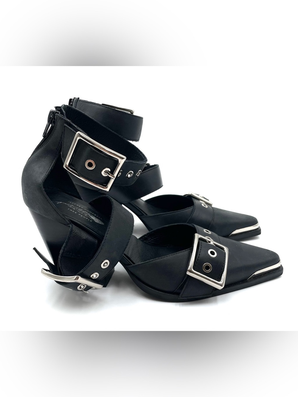 jeffrey campbell Black Pointed Toe Ankle Strap Heels Size 9